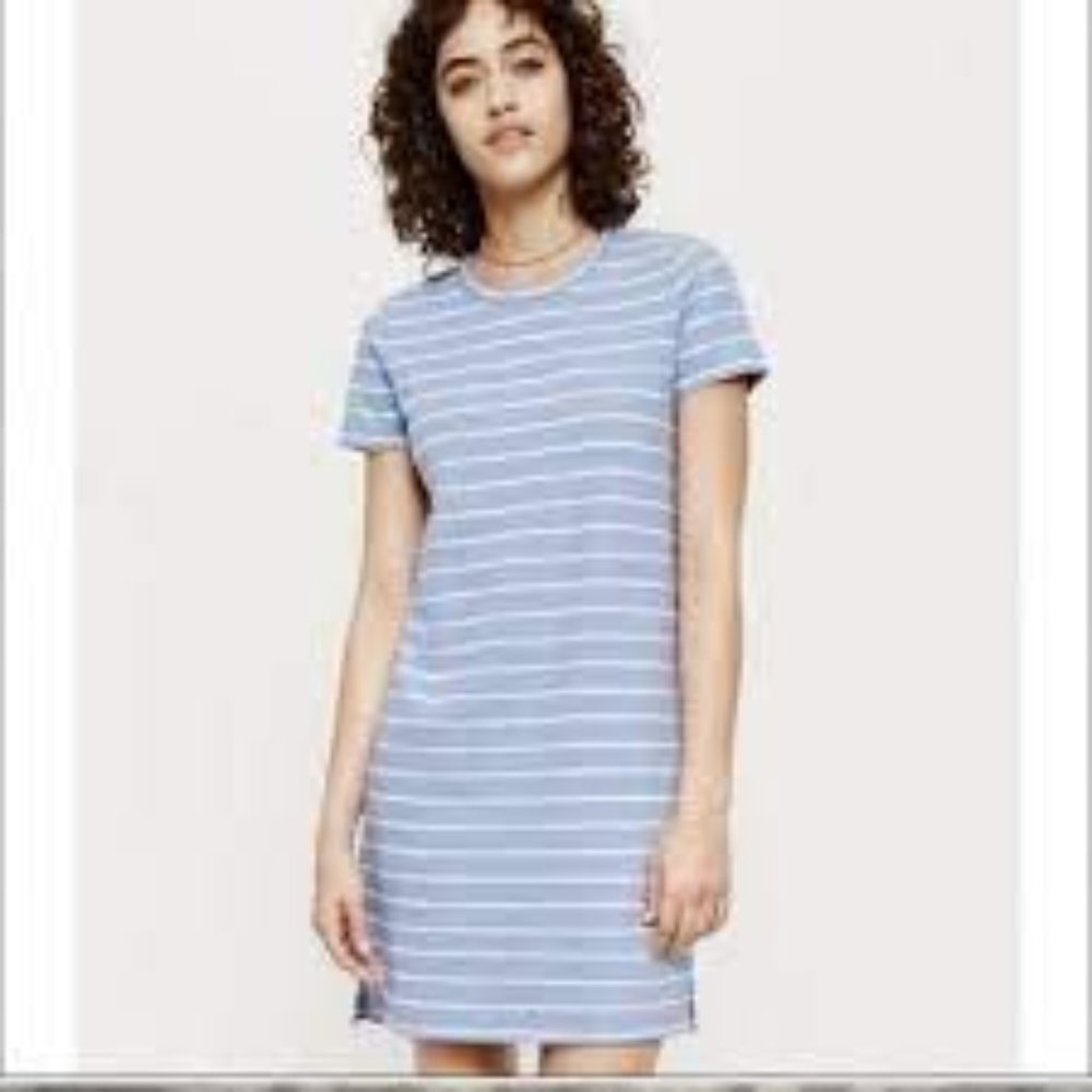 Lou & Grey Blue and White Striped T Shirt Dress